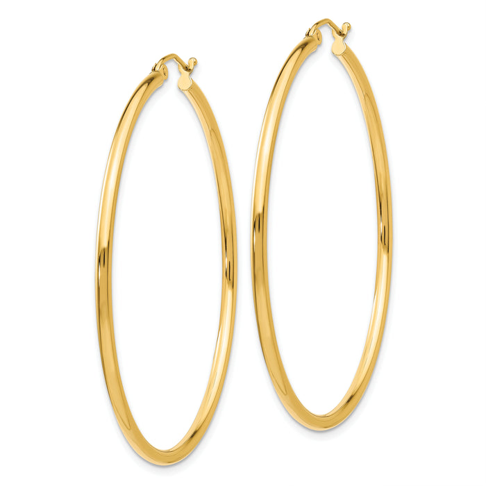 14k Polished 2x50mm Tube Hoop Earrings-T921