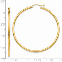 14k Polished 2x50mm Tube Hoop Earrings-T921