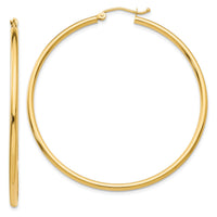 14k Polished 2x50mm Tube Hoop Earrings-T921
