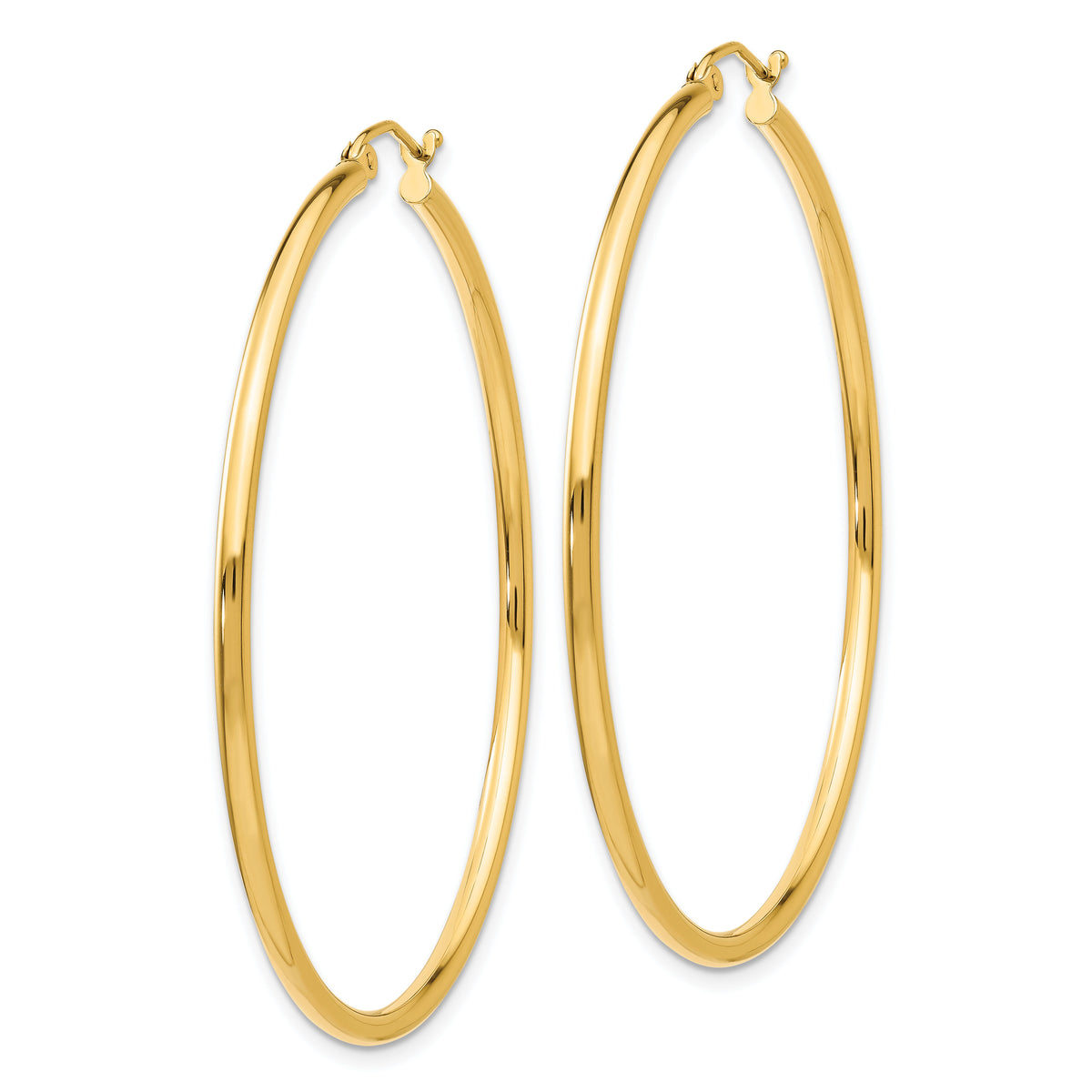 14k Polished 2x50mm  Lightweight Tube Hoop Earrings-T921L