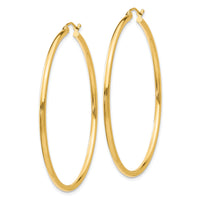 14k Polished 2x50mm  Lightweight Tube Hoop Earrings-T921L