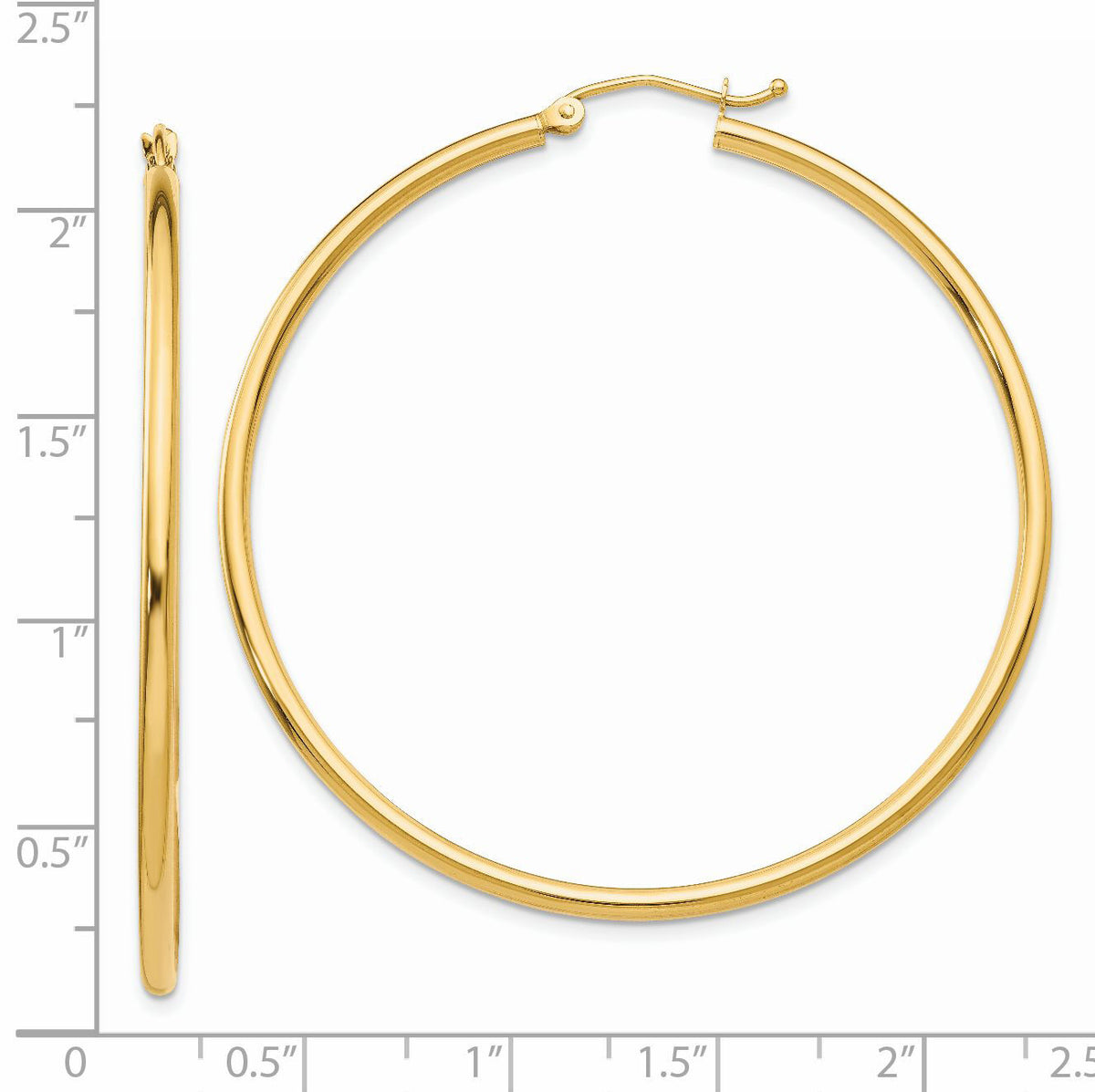 14k Polished 2x50mm  Lightweight Tube Hoop Earrings-T921L