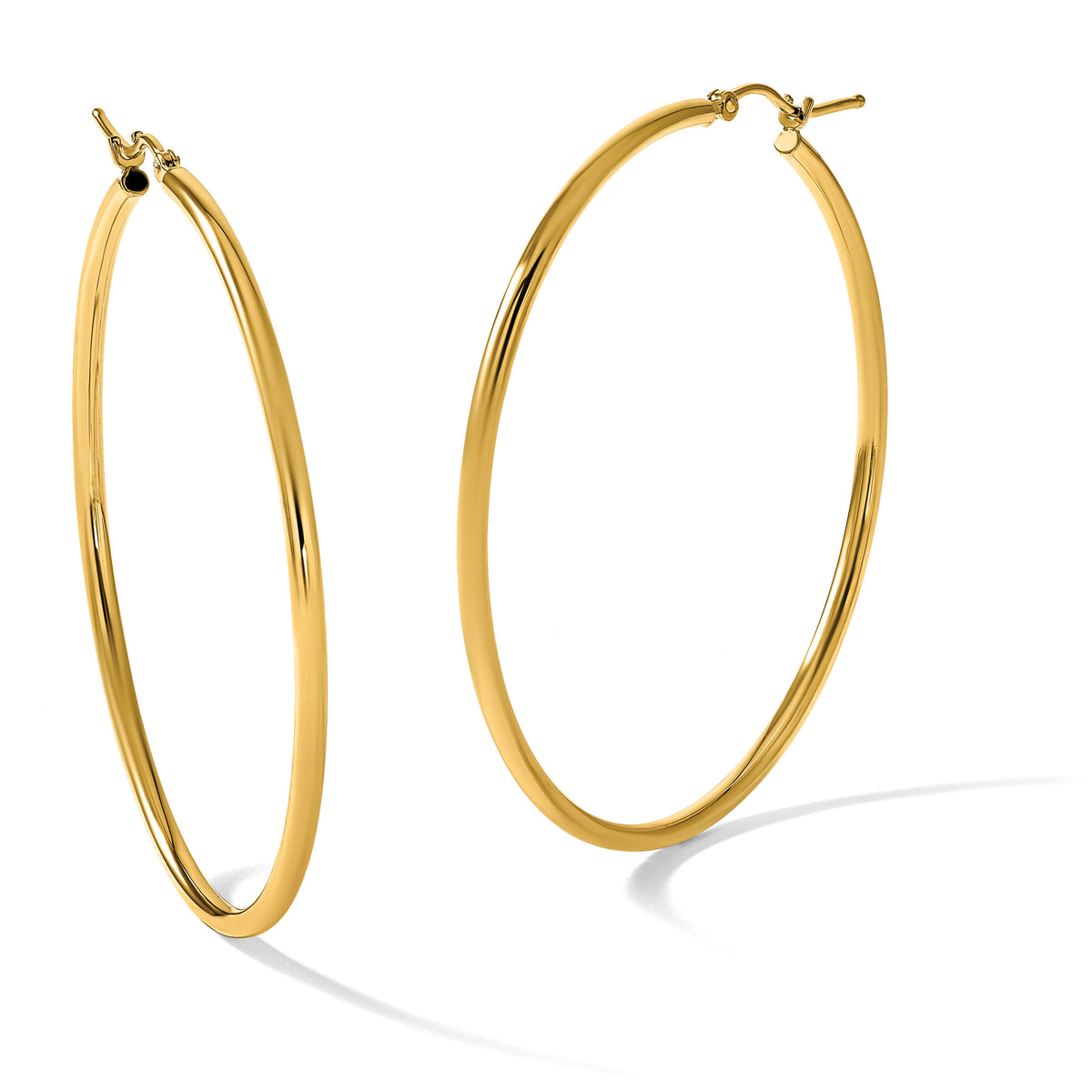 14k Polished 2x50mm  Lightweight Tube Hoop Earrings-T921L
