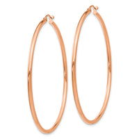 14k Rose Gold Polished 2x55mm Lightweight Tube Hoop Earrings-T922RL