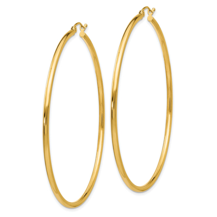 14k Polished 2x60mm Tube Hoop Earrings-T923