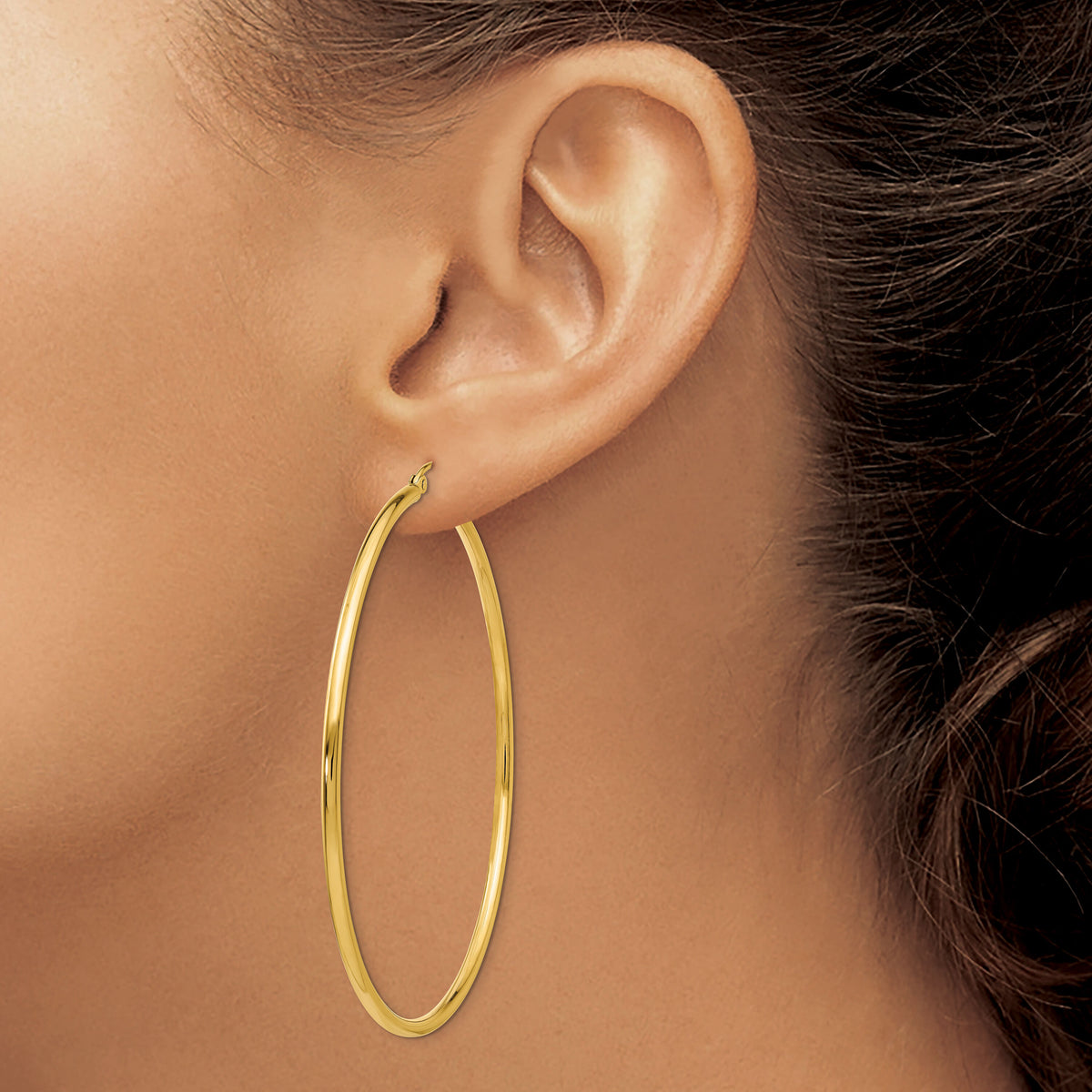 14k Polished 2x60mm Tube Hoop Earrings-T923