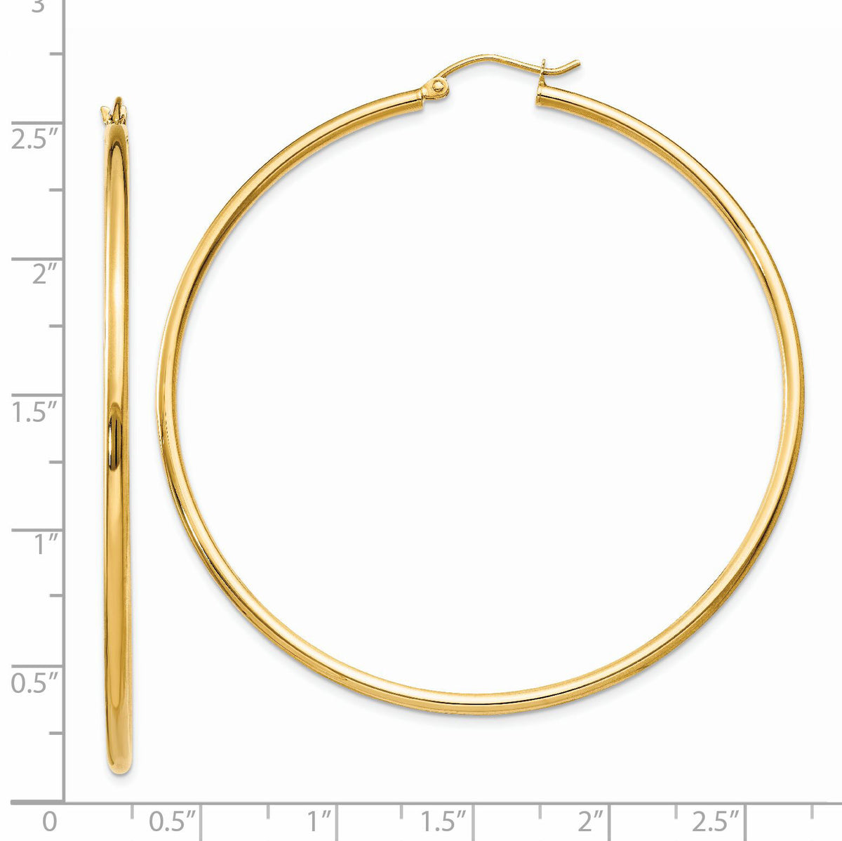 14k Polished 2x60mm Tube Hoop Earrings-T923