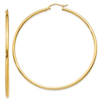 14k Polished 2x60mm Tube Hoop Earrings-T923