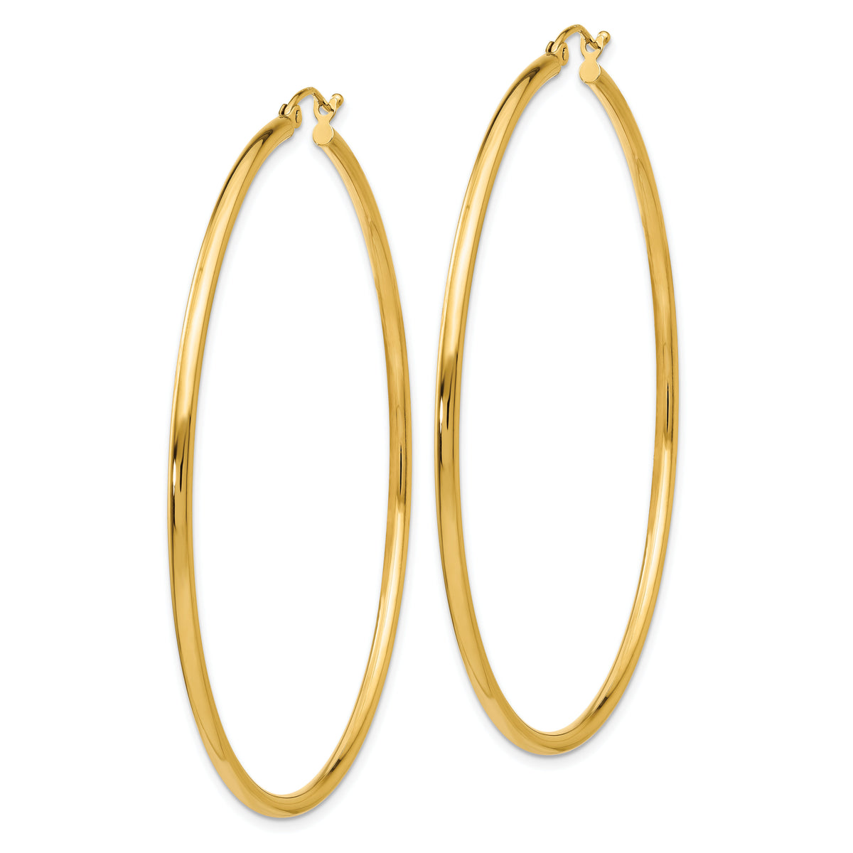 14k Polished 2x60mm Lightweight Tube Hoop Earrings-T923L