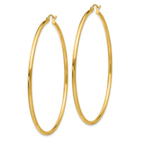 14k Polished 2x60mm Lightweight Tube Hoop Earrings-T923L