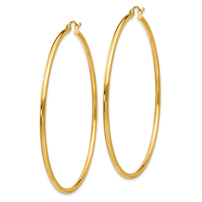 14k Polished 2x60mm Lightweight Tube Hoop Earrings-T923L