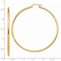 14k Polished 2x60mm Lightweight Tube Hoop Earrings-T923L
