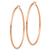 14k Rose Gold Polished 2x60mm Lightweight Tube Hoop Earrings-T923RL