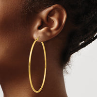 14k Polished 2x65mm Tube Hoop Earrings-T924