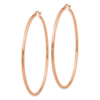 14k Rose Gold Polished 2x65mm Lightweight Tube Hoop Earrings-T924RL