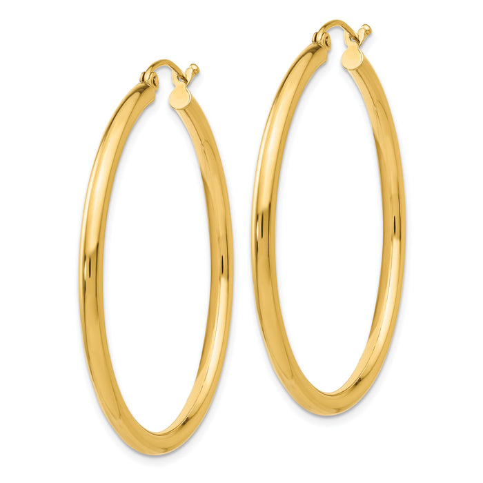 14K Polished 2.5mm Tube Hoop Earrings-T925