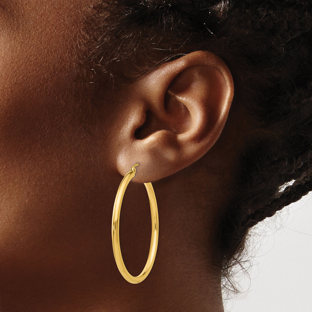 14K Polished 2.5mm Tube Hoop Earrings-T925