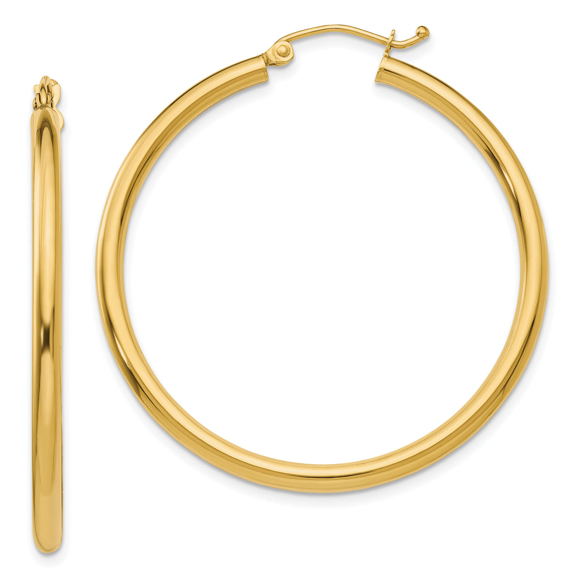 14K Polished 2.5mm Lightweight Tube Hoop Earrings-T925L