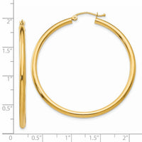 14K Polished 2.5mm Tube Hoop Earrings-T926