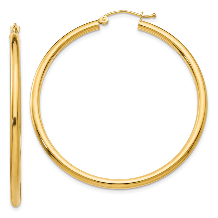14K Polished 2.5mm Tube Hoop Earrings-T926