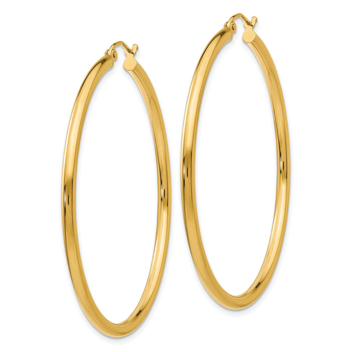 14K Polished 2.5mm Tube Hoop Earrings-T927
