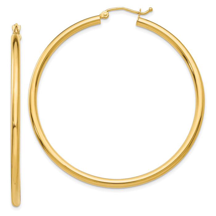14K Polished 2.5mm Tube Hoop Earrings-T927