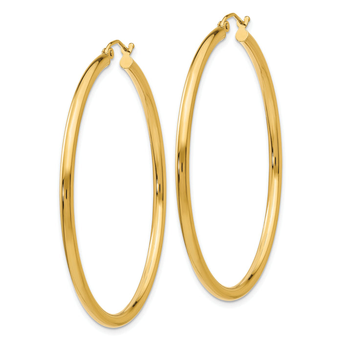 14K Polished 2.5mm Lightweight Tube Hoop Earrings-T927L