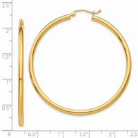 14K Polished 2.5mm Lightweight Tube Hoop Earrings-T927L