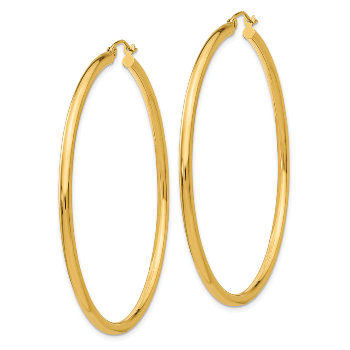 14K Polished 2.5mm Lightweight Tube Hoop Earrings-T928L