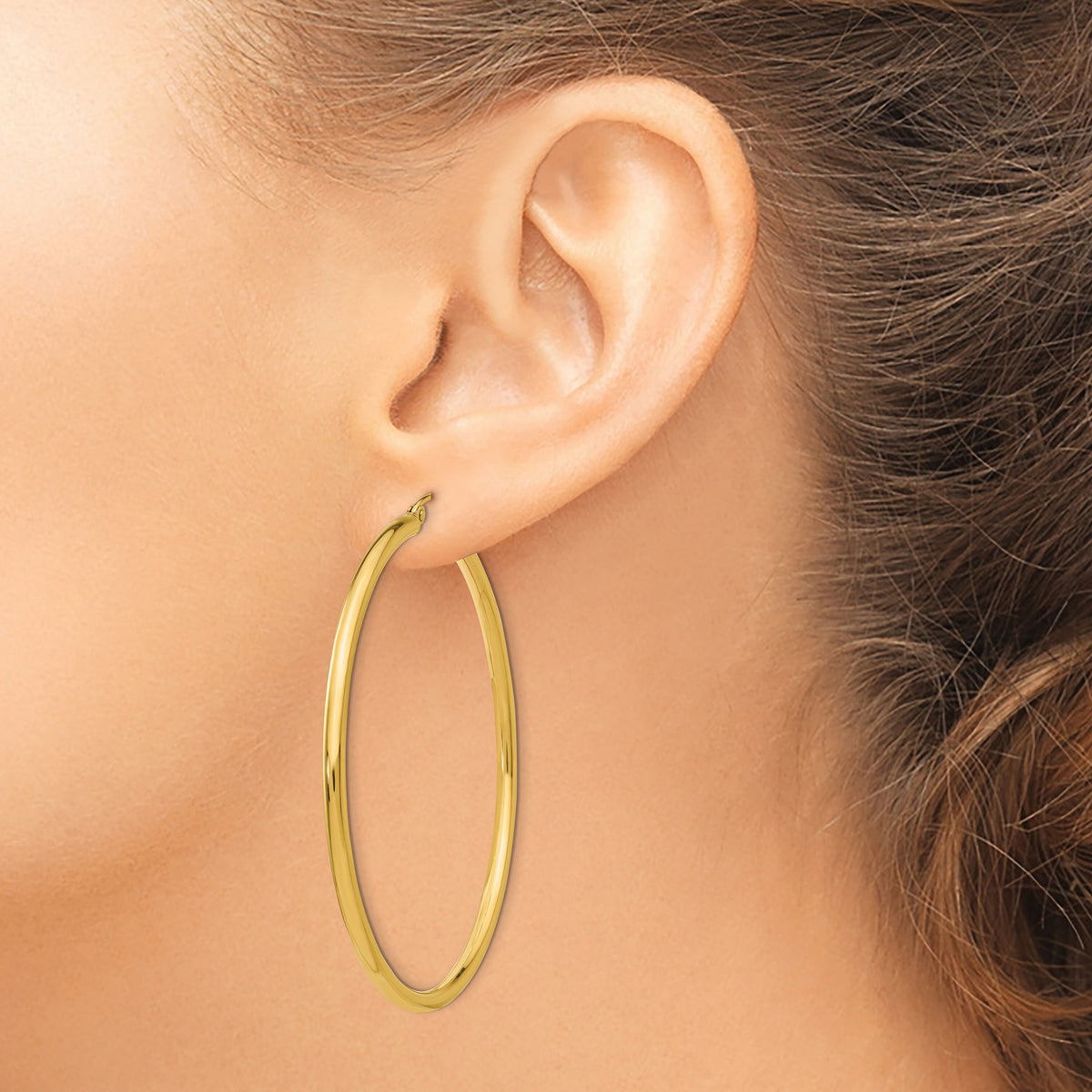 14K Polished 2.5mm Lightweight Tube Hoop Earrings-T928L