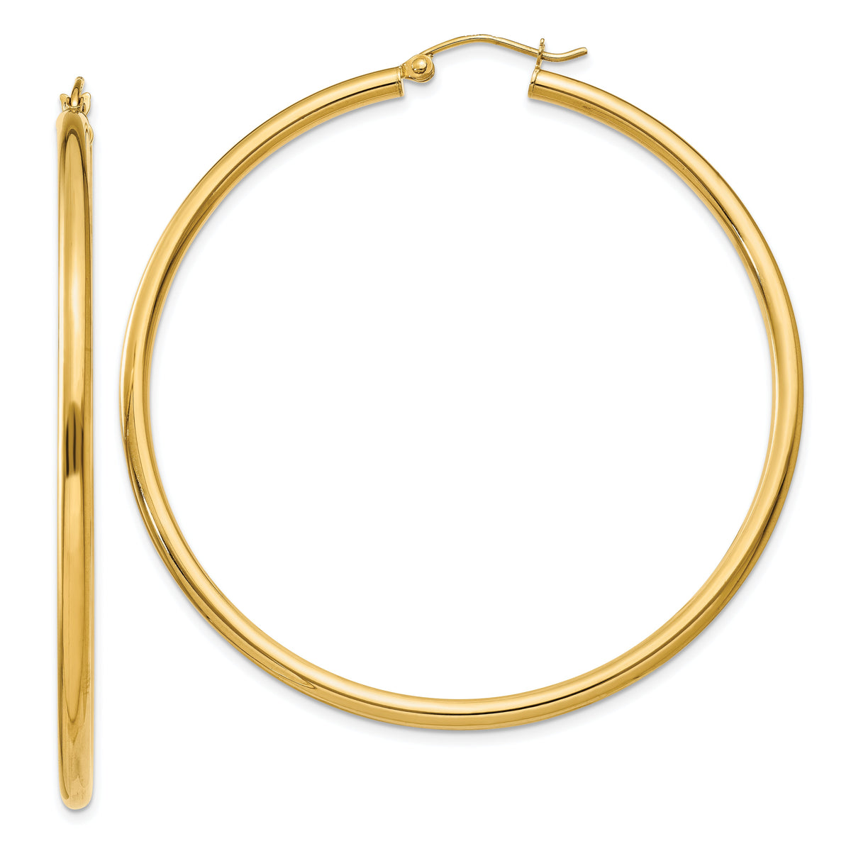 14K Polished 2.5mm Lightweight Tube Hoop Earrings-T928L