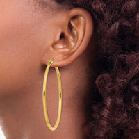 14K Polished 2.5mm Tube Hoop Earrings-T929
