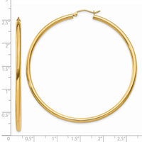 14K Polished 2.5mm Lightweight Tube Hoop Earrings-T929L