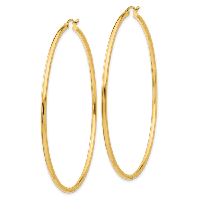 14K Polished 2.5mm Tube Hoop Earrings-T930