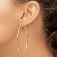 14K Polished 2.5mm Tube Hoop Earrings-T930