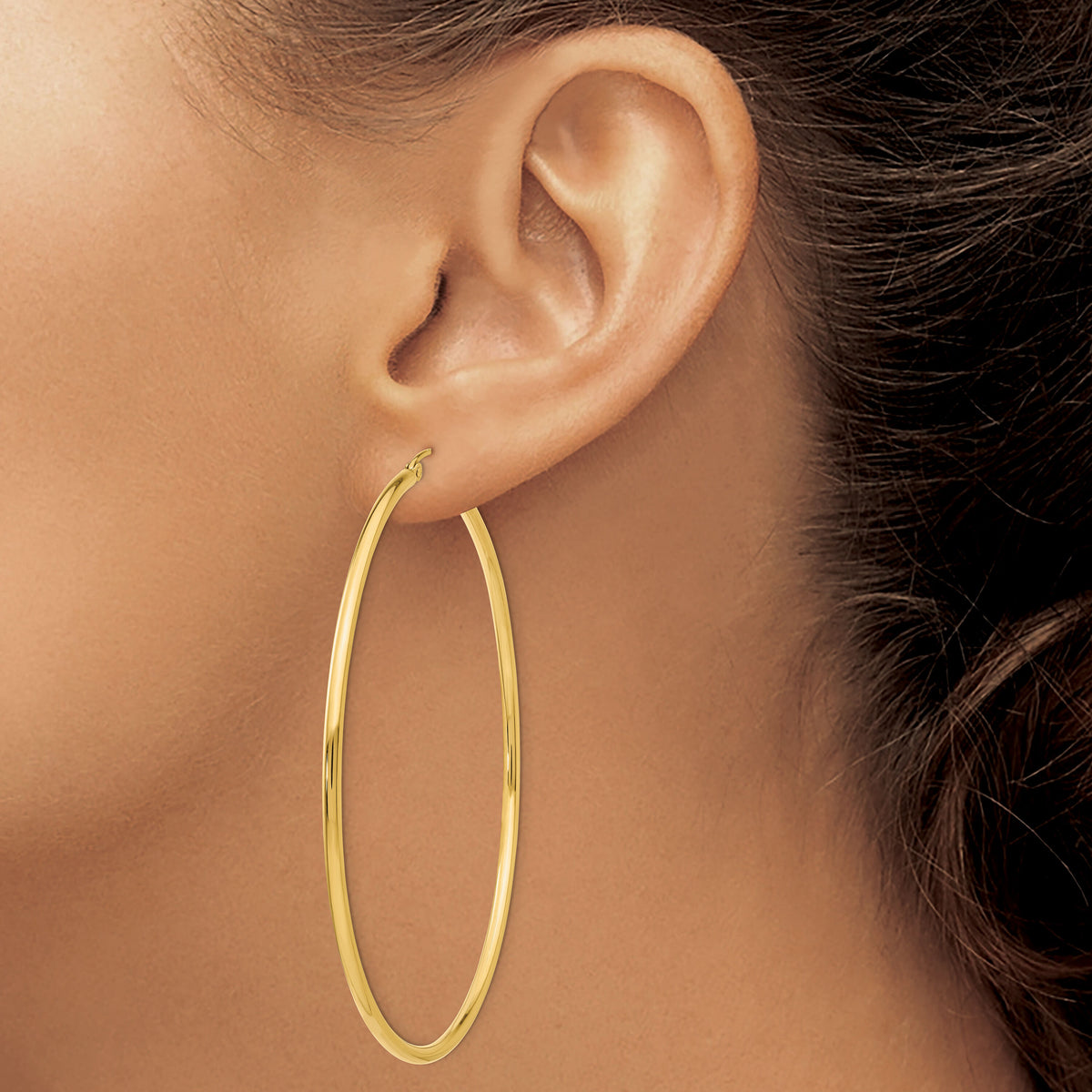14K Polished 2.5mm Lightweight Tube Hoop Earrings-T930L