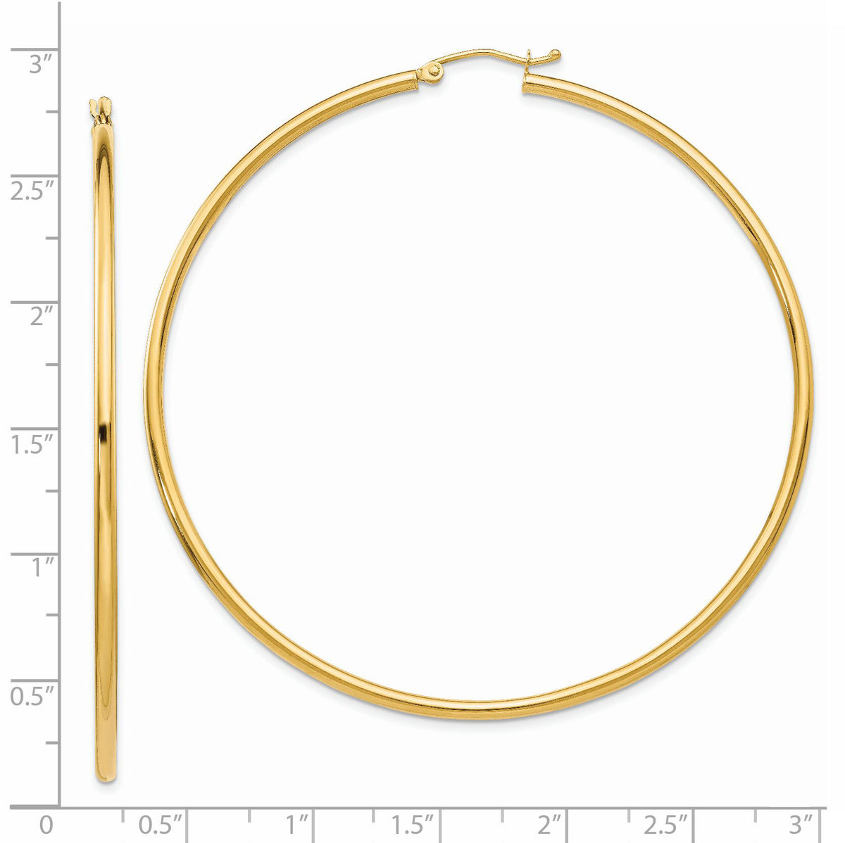 14K Polished 2.5mm Lightweight Tube Hoop Earrings-T930L