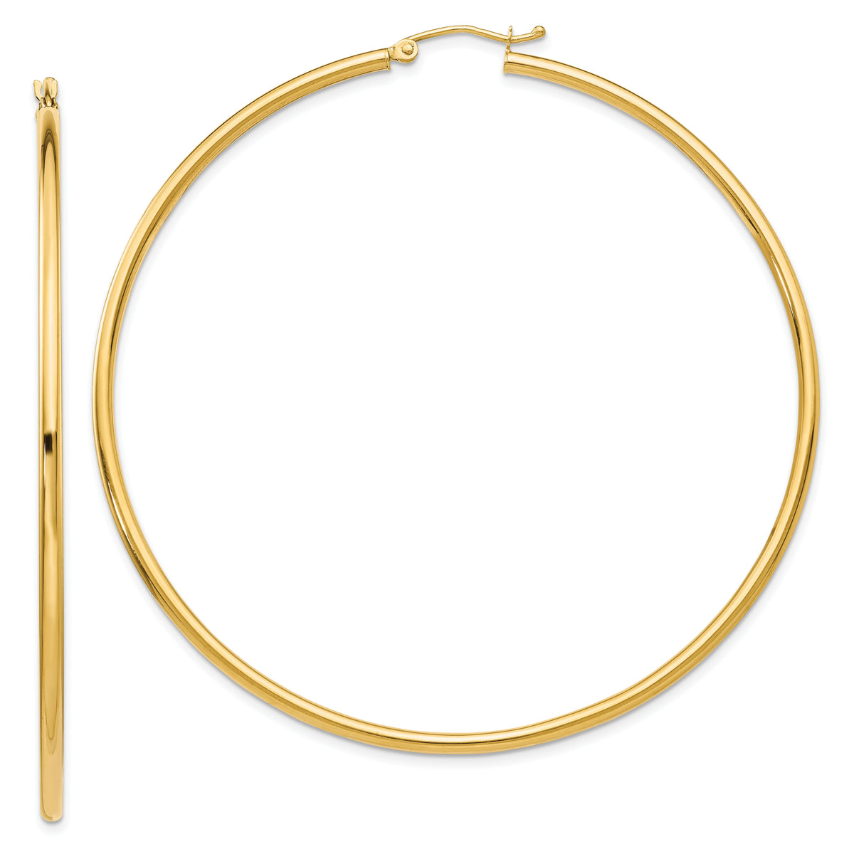14K Polished 2.5mm Lightweight Tube Hoop Earrings-T930L