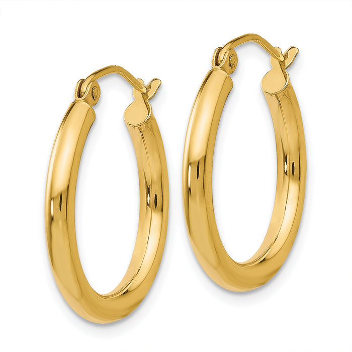 14K Polished 2.5mm Tube Hoop Earrings-T931
