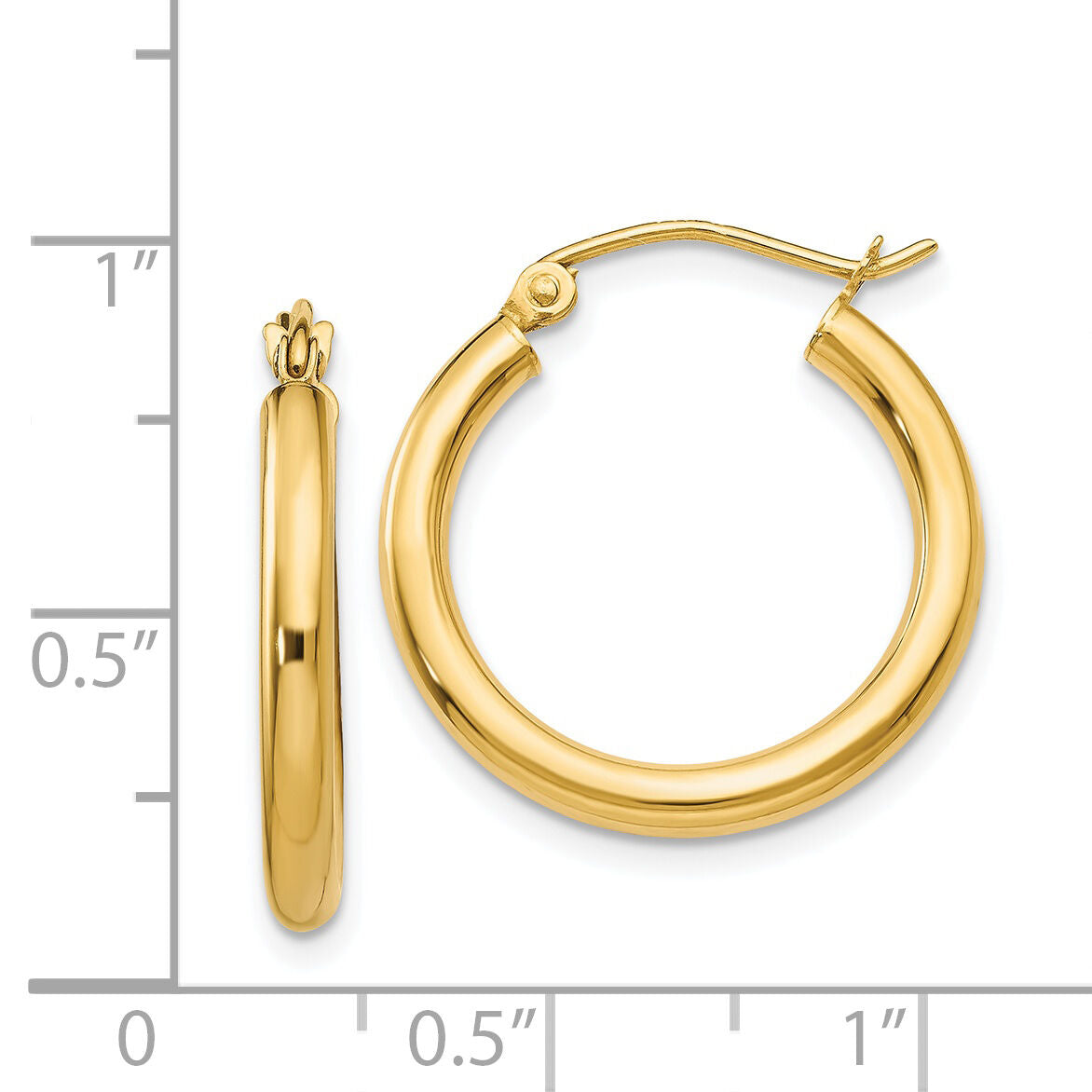 14K Polished 2.5mm Lightweight Tube Hoop Earrings-T931L