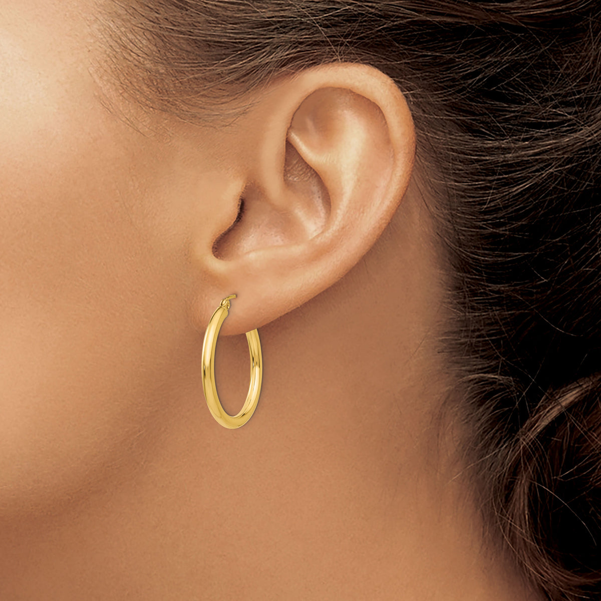 14K Polished 2.5mm Tube Hoop Earrings-T932