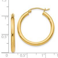 14K Polished 2.5mm Tube Hoop Earrings-T932