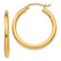 14K Polished 2.5mm Tube Hoop Earrings-T932