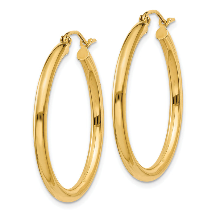 14K Polished 2.5mm Tube Hoop Earrings-T933