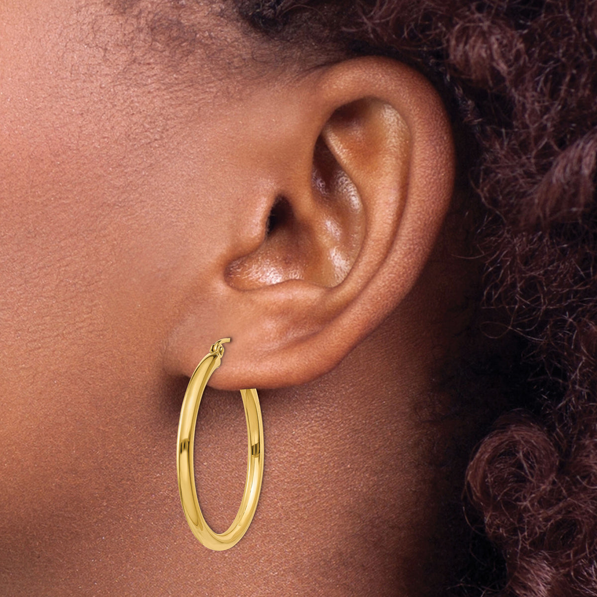 14K Polished 2.5mm Tube Hoop Earrings-T933