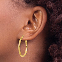 14K Polished 2.5mm Tube Hoop Earrings-T933