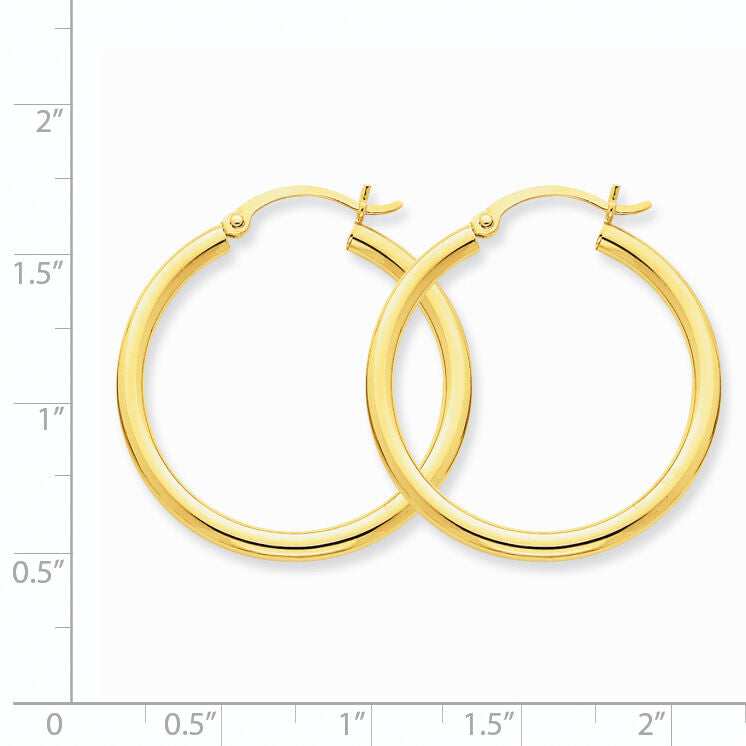 14K Polished 2.5mm Tube Hoop Earrings-T933