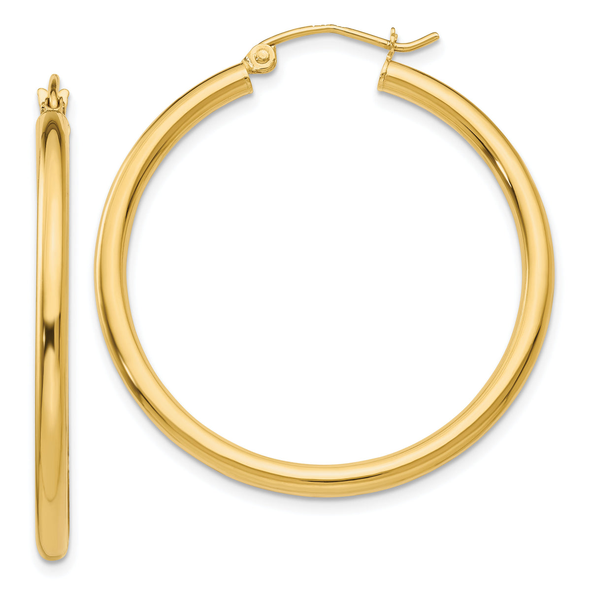 14K Polished 2.5mm Tube Hoop Earrings-T934