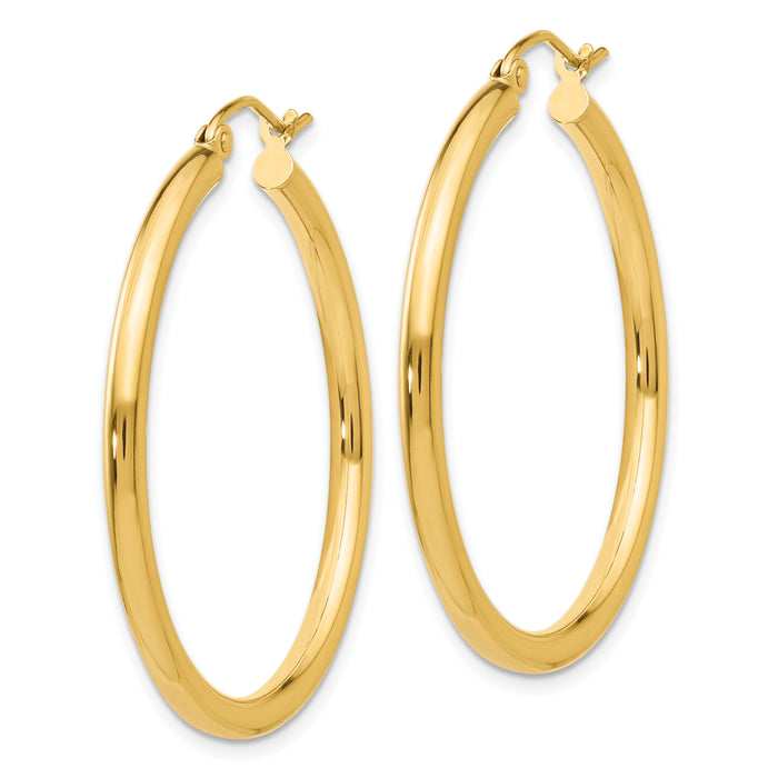 14k Polished 2.5mm Lightweight Tube Hoop Earrings-T934L