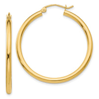 14k Polished 2.5mm Lightweight Tube Hoop Earrings-T934L